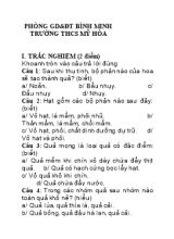 Đề kiểm tra học kỳ II môn Sinh học Lớp 6 - Trường THCS Mỹ Hòa